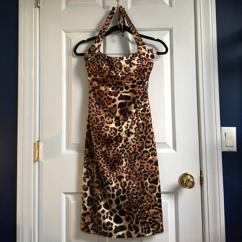 Sexy cheetah print halter dress LIKE NEW